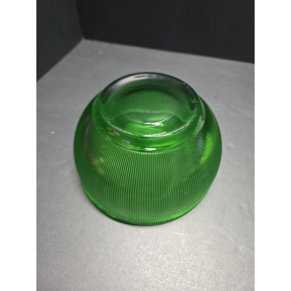 Vtg Emerald Green Ribbed Glass Bowl 5